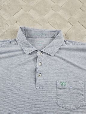 B.Draddy Polo Shirt Mens Extra Large Striped Blue Performance Casual